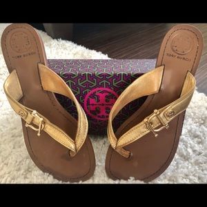 Tory Burch Gold Metallic Nora Sandals Size 7